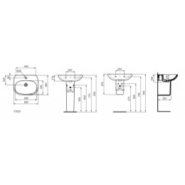 T352301 TESI  Умывальник 55 см (тонкий бортик)