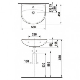 LYRA Раковина 550 мм, уст.компл.