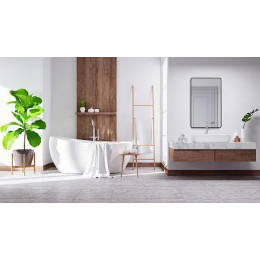 AZARIO зеркало INCANTO 600*1000 - 3.1 ЖК-часы, подогрев, сенсор выкл, парящая подсветка (в стену)