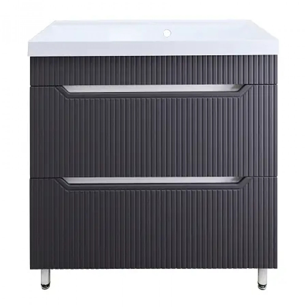 Комплект Тумба HARMONIA 80/2Н ГРАФИТ напольная с раковиной АСТОРИЯ 80