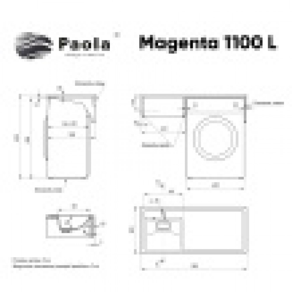 Комплект Тумба 110 Magenta под с/машинку (46) с раковиной Magenta 110 левая белая