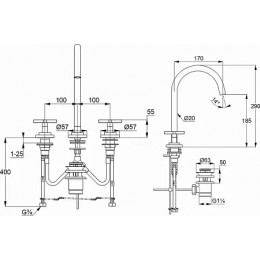 KLUDI NOVA смес. для умыв. на 3 от. FONTE