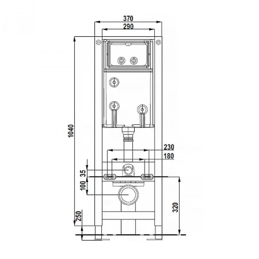 AZARIO NEW-TS Инсталляция для подвесного унитаза 3/8л (без клавиши) 370×122×1040мм