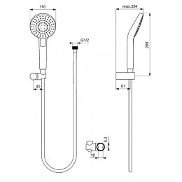 B2239AA IDEALRAIN Душевой комплект с настенным держателем EVO ROUND L3, диаметр лейки Ø110 мм, количество функций: 3