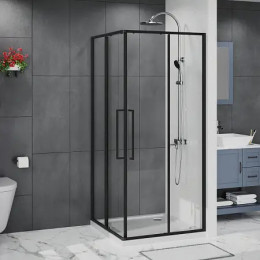 AZ-R43-100-MB-CL Душевое ограждение SHANGHAI SQP-100х100х195-MB-CL, прозрачное стекло 6 мм, профиль матовый черный