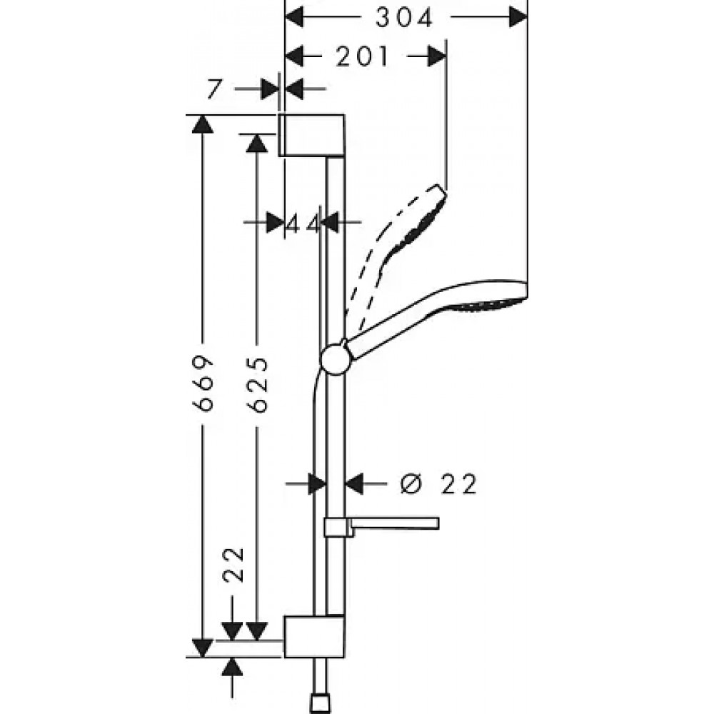 26586400 Croma Select E Набор для душа Croma Select Е Vario, 0.65 м, с мыльницей Casetta