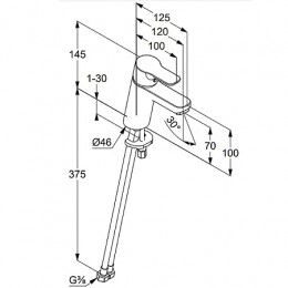 KLUDI PURE&EASY Однорычажный смеситель на умывальник 70, без донного клапана, арт. 370280565