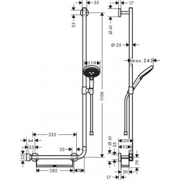 26326400 Raindance Select S 120/Unica Comfort 1.10 m R душевой набор белый/хром