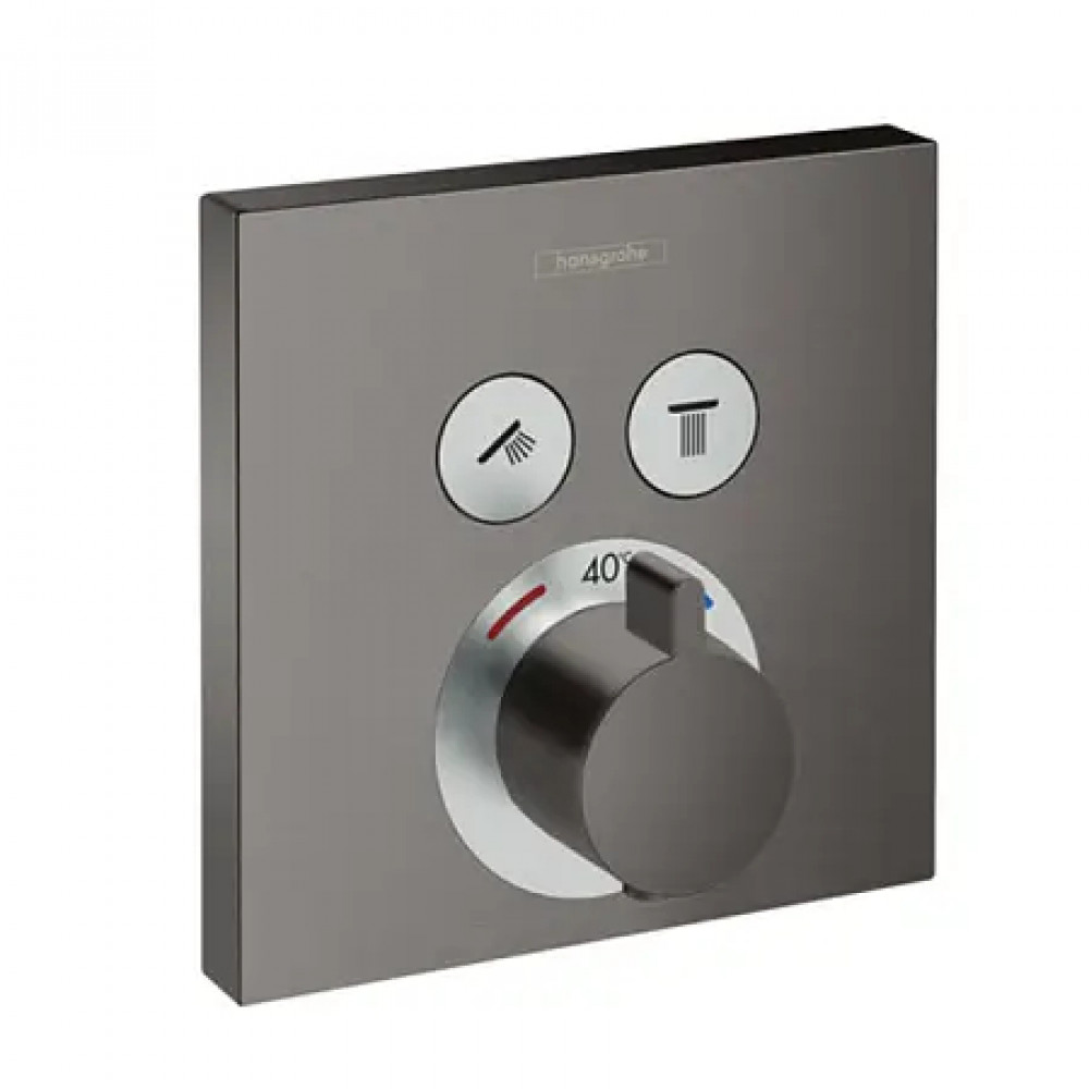15763340 ShowerSelect Термостат, скрытого монтажа, для 2 потребителей, шлифованный черный хром