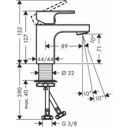 71567000 Vernis Shape Смеситель для раковины 70, без сливного набора, хром