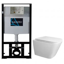 Сет AZARIO Инсталляция  для подвесного унитаза 3/6л+Azario Teramo ТОРНАДО СКРЫТОЕ подвесной безободковый унитаз +БЕЗ КЛАВИШИ