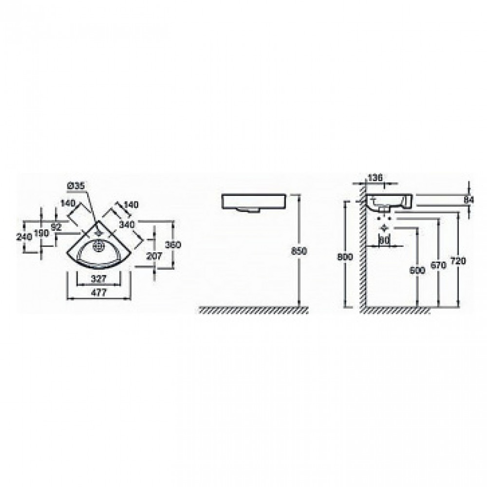 EGP112-00 ODEON RG Угловой рукомойник 34 см*34 см