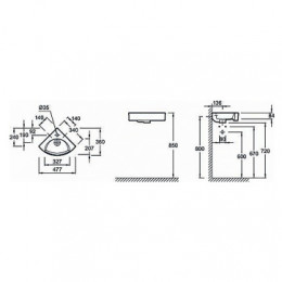 EGP112-00 ODEON RG Угловой рукомойник 34 см*34 см
