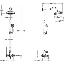 Душевая колонна для душа, хром, E24311-CP CLEO 1889