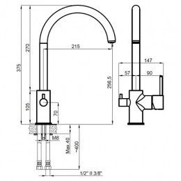 TASCO Смеситель для кухни с подключением к фильтру для питьевой воды, хром