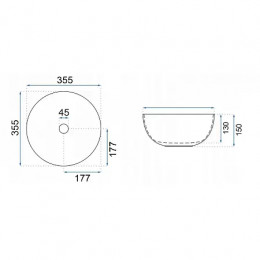 AZ-3286 Раковина накладная.Размер 355x355x150 мм белый глянец