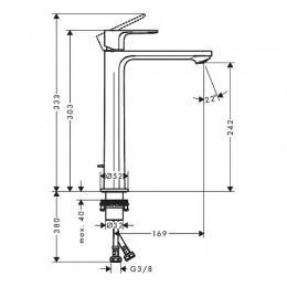 72581000 Rebris E Смеситель для раковины 240 CoolStart, однорычажный, со сливным гарнитуром, хром
