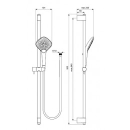 B1764AA IDEALRAIN Душевой гарнитур со штангой EVO JET DIAMOND XL3, диаметр лейки Ø125 мм, количество функций: 3