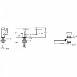 E73167-CP COMPOSED Смеситель для умывальника, специальная ручка, с дк, хром