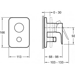 E98717-CP ALEO Встраиваемый смеситель на 2 выхода без внутреннего короба арт. 98699D-NF, Хром