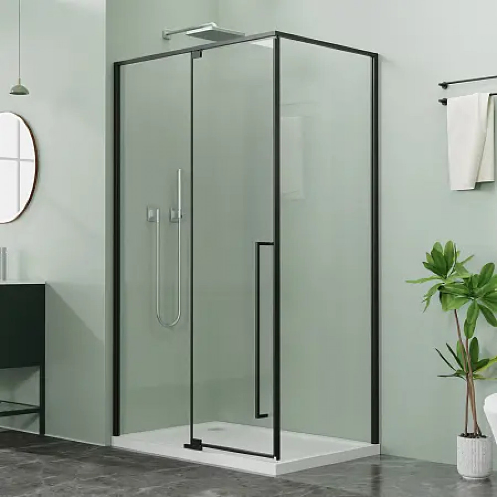 AZ-J50-12080-MB-CL Душевое ограждение MALE SQR-120х80х195-MB-CL, прозрачное стекло 6 мм, профиль матовый черный