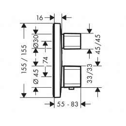 15708000 Ecostat E Термостат с запорным/переключающим вентилем, СМ