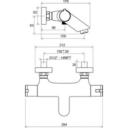 Смеситель настенный термостатический для ванны без гарнитуры TE 022.00/150