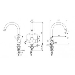 BA356AA UNO Смеситель для кухонной мойки с клапаном для подключения фильтра