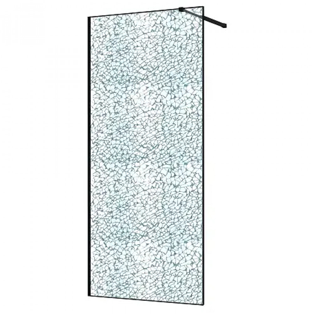 AZ-275-120-MВ-CBR Душевая перегородка Walk-in, 120x200-MB-CBR, в рамке, Битое стекло, 4+5+4 мм, профиль матовый черный