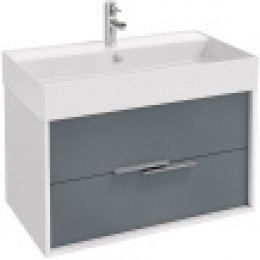 EB1667-J5-J54 VIVIENNE Тумба подвесная для раковины 80 см, к. белый блестящий, ф. серый матовый