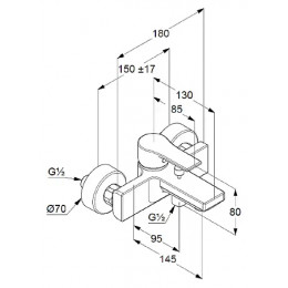 KLUDI ZENTA SL Однорычажный смеситель для ванны и душа, арт. 486700565