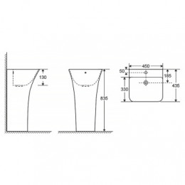 FRETTA SQUARE Раковина напольная отдельностоящая. Размер 450*435*835