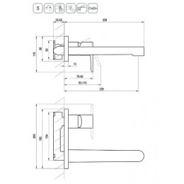 Смеситель для умывальника Puri black PU 019.20 скрытого монтажа