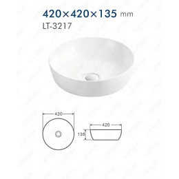 AZ-3217  Раковина накладная.Размер 420x420x135 мм белый глянец