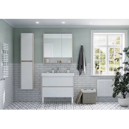 Сканди 90 зеркало-шкаф Белый/Дуб Верона