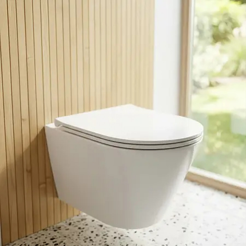 AZ-5179T-WHT BLISS Унитаз подвесной с системой смыва Tornado в комплекте с быстросъемным сиденьем микролифт, дюропласт 485*360*365mm