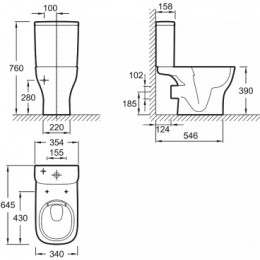 ETAG212-WTE STRUKTURA Бачок для напольного унитаза, белый