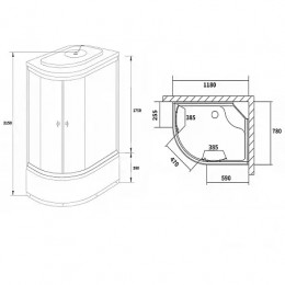 CS-985-RTM/W-120 Душ. Кабина 1200x800x2150 поддон 26 см