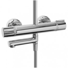 E26238-CP ATOM Колонна для ванны и душас термостатом, поворотным изливом, геометричным верхним и ручным душем, хром