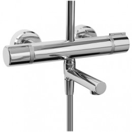 E26238-CP ATOM Колонна для ванны и душас термостатом, поворотным изливом, геометричным верхним и ручным душем, хром