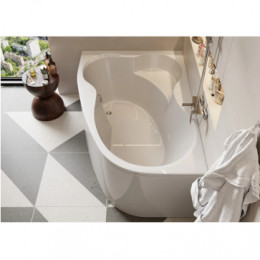 MELITE Ванна акриловая асимметричная, без панели и каркаса, 160х105 см, левая, белая