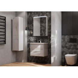 RONDA Шкаф зеркальный 700 мм, бетон/белый матовый