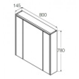 RONDA Шкаф зеркальный 800 мм, белый глянец/антрацит