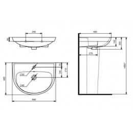 Умывальник Прайм-65 с переливом белый (пьедестал Визит)