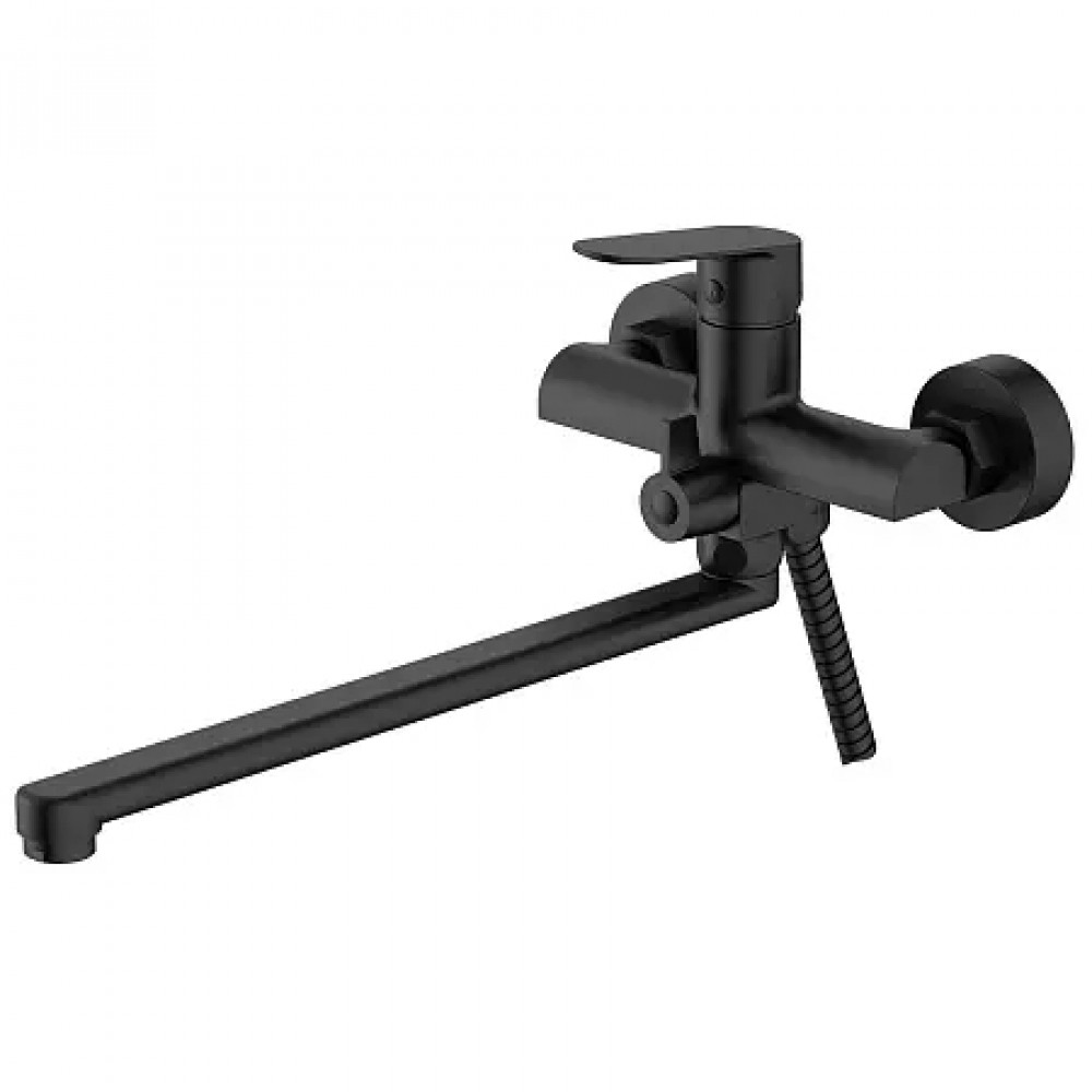 Alanti Смеситель для ванны с ручным душем, длинный излив, черный матовый