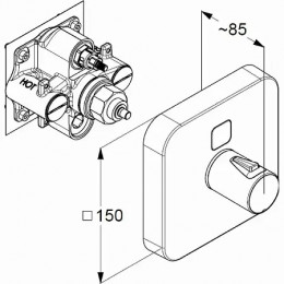 KLUDI PUSH встраиваемый смеситель для душа с термостатом, 1 источник, форма отражателя - soft edge