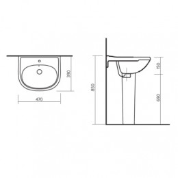 Умывальник "Комфорт 50" Sanita УП (Белый, ВКС) (подходит пьедестал Самарский)/32шт (без крепления)