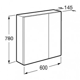 RONDA Шкаф зеркальный 600 мм, бетон/белый матовый