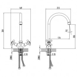 Смеситель для кухни вентильный, хром