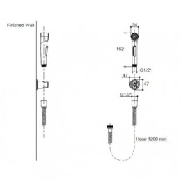 E97258-CP ELATE Гигиенический душ, шланг, держатель, хром